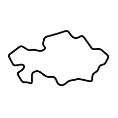 Kazakhstan country simplified map. Thick black outline contour. Simple vector icon