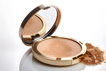 Beauty skin care makeup face powder in a pack isolated on white background