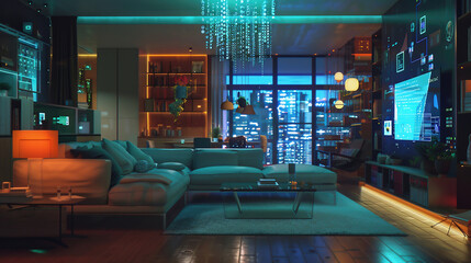 House interior. Ideas for basement living room. Entertainment room.