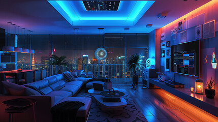 House interior. Ideas for basement living room. Entertainment room.