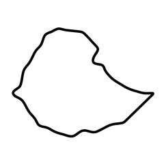 Ethiopia country simplified map. Thick black outline contour. Simple vector icon