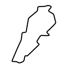 Lebanon country simplified map. Thick black outline contour. Simple vector icon