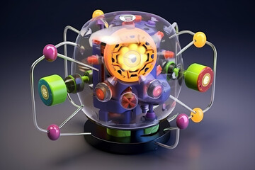 3D render of an atomic cell vivid electrons