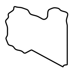Libya country simplified map. Thick black outline contour. Simple vector icon - obrazy, fototapety, plakaty