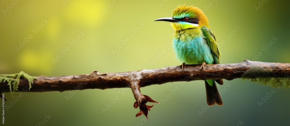Poster bird on branch with moss