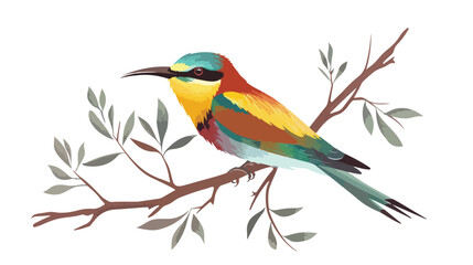 European bee-eater Merops apiaster on the branch 