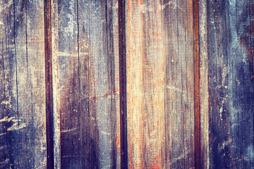 Closeup, wood and weathered for architecture, old and texture for house design build. Oak, plank or stained timber or pine for exterior of home, decor and carpentry for panel wall with parquet