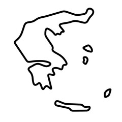 Greece country simplified map. Thick black outline contour. Simple vector icon