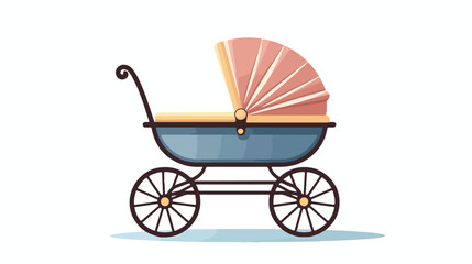 Fototapeta na wymiar Flat baby carriage vector icon. flat vector isolated