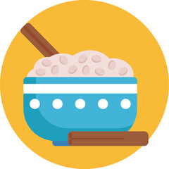 Canjica icon, symbolizing a creamy, sweet corn porridge enriched with cinnamon and coconut milk, a staple of Festa Junina celebrations. © Ion