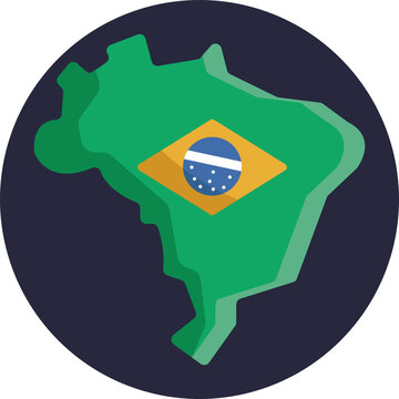 This icon captures the essence of Brazil within the contours of its map, showcasing the country's dynamic culture and lush landscapes. 