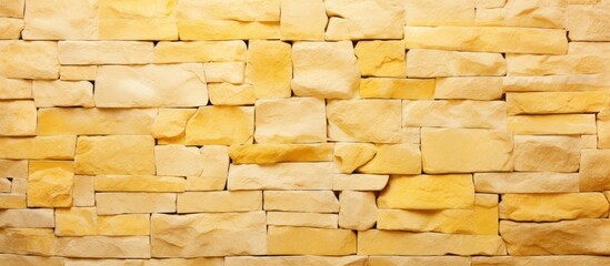 Yellow stone wall close up