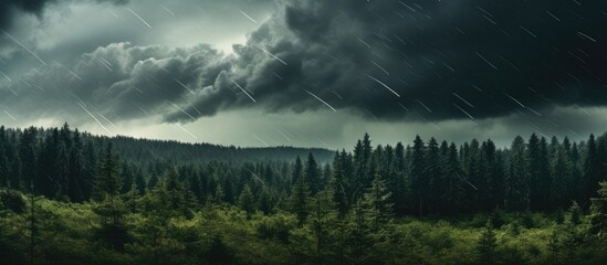 A stormy sky over an Eastern European forest - obrazy, fototapety, plakaty