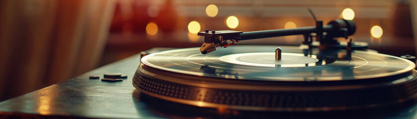 Obraz premium Antique turntable with vinyl ethereal notes and key