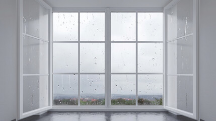white window with raindrops, rainy weather, slush, bad mood, melancholy - obrazy, fototapety, plakaty