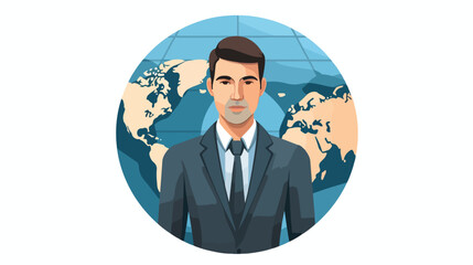 Global business icon vector global business icon globe 