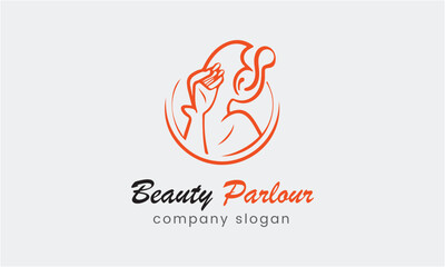 Lady parlor beauty face fashion spa woman logo design vector