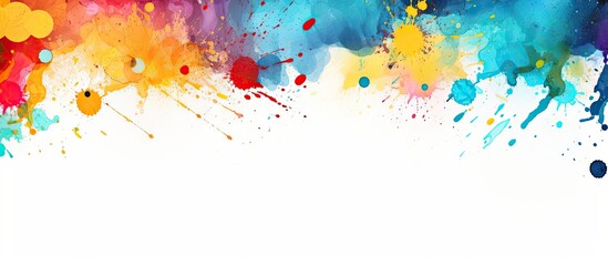 Colorful paint splatters on a canvas