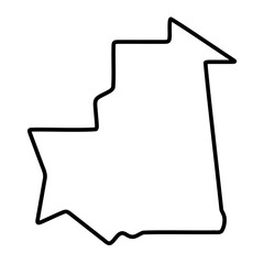 Mauritania country simplified map. Thick black outline contour. Simple vector icon