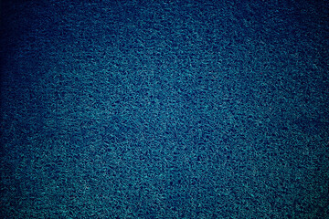 Carpet, texture and blue fabric closeup on ground or floor with textile industry, background and...