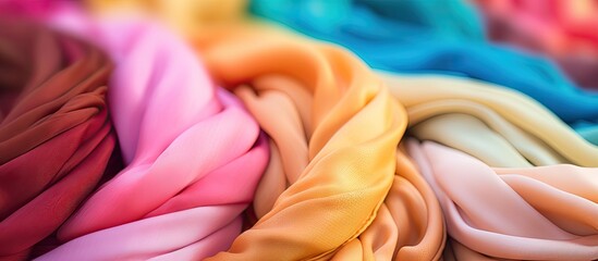A variety of colorful fabrics up close