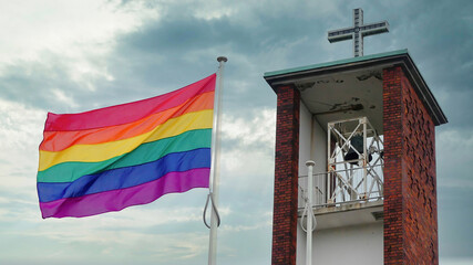 Church of the holy cross and LGBT flag