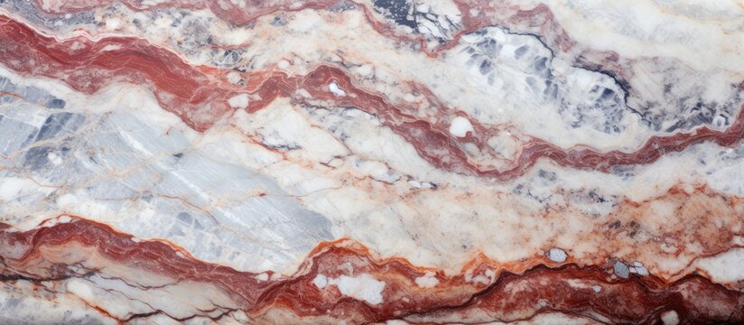 Close-up of red white marble slab pattern