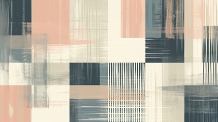 Abstract image of geometric mosaic, seamless pattern of squares and stripes, bright and colorful background. Design, art, creativity, concept, creativity. Erosion, deformation. Generative by AI