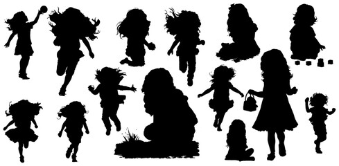 Vector silhouette of children