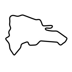 Dominican Republic country simplified map. Thick black outline contour. Simple vector icon