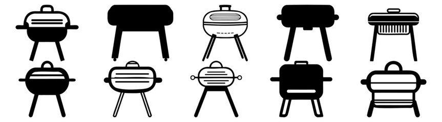 Barbecue grill bbq silhouette set vector design big pack of illustration and icon