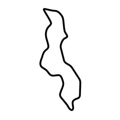 Malawi country simplified map. Thick black outline contour. Simple vector icon