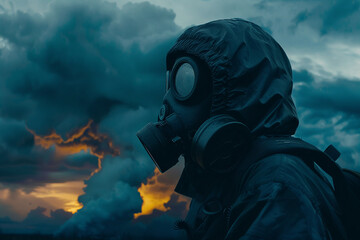 Small silhouette gas mask - obrazy, fototapety, plakaty