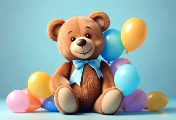 teddy bear with balloons