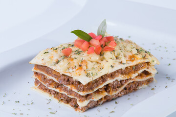 Italian food delicious Lasaña Boloñesa