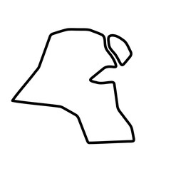 Kuwait country simplified map. Thick black outline contour. Simple vector icon