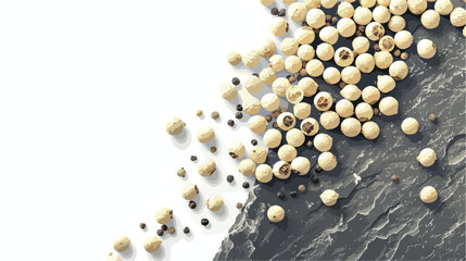 Portion of White Pepper as detailed close up shot 