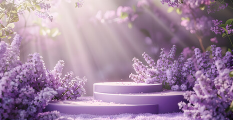 Lavender podium flower background purple product nature platform stand summer 3d table