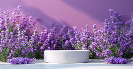 Lavender podium flower background purple product nature platform stand summer 3d table