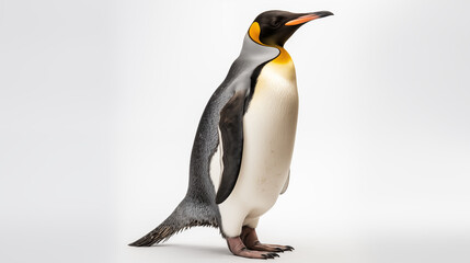 Elegant Emperor Penguin on a Pristine White Background Generative AI