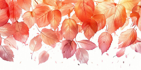 Beautiful Watercolor Illustration of Colorful Autumn Leaves Falling on White Background, Nature Concept for Design Inspirations