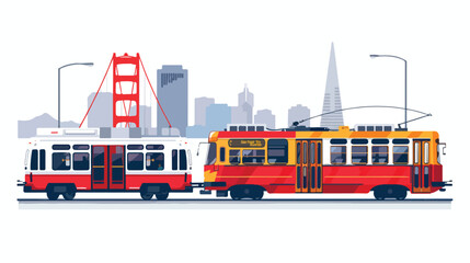 San Francisco Public Transportation flat vector isolated