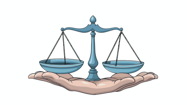 Scales on hand Law icon line style 