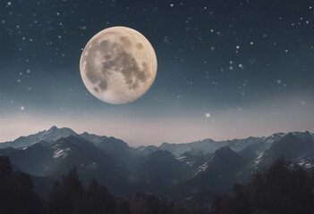 Naklejka na ściany i meble Moon over the mountains