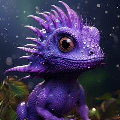 Fototapeta na wymiar poisonous little purple lizard with spikes сreated with Generative Ai
