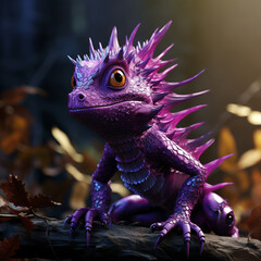 poisonous little purple lizard with spikes сreated with Generative Ai - obrazy, fototapety, plakaty