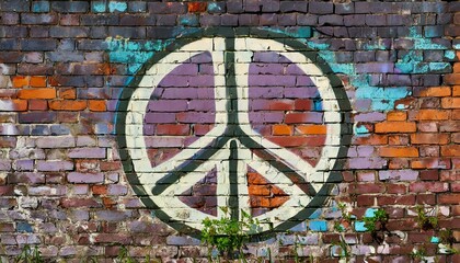 Peace symbol Graffiti on a Brick Wall