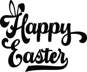 Happy Easter typography clip art design on plain white transparent isolated background for card, shirt, hoodie, sweatshirt, apparel, tag, mug, icon, poster or badge