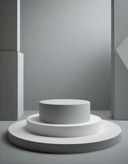 Minimal Podium and scene with 3d vector render in abstract gray background composition