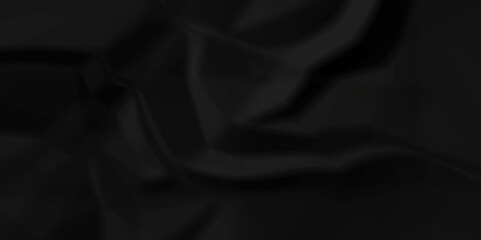 Dark black wrinkly backdrop paper background. panorama grunge wrinkly paper texture background, crumpled pattern texture. black paper crumpled texture. black fabric crushed textured crumpled.
